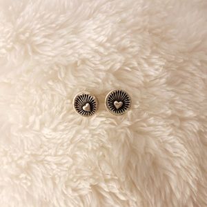 Tiny heart stud earrings - sterling silver